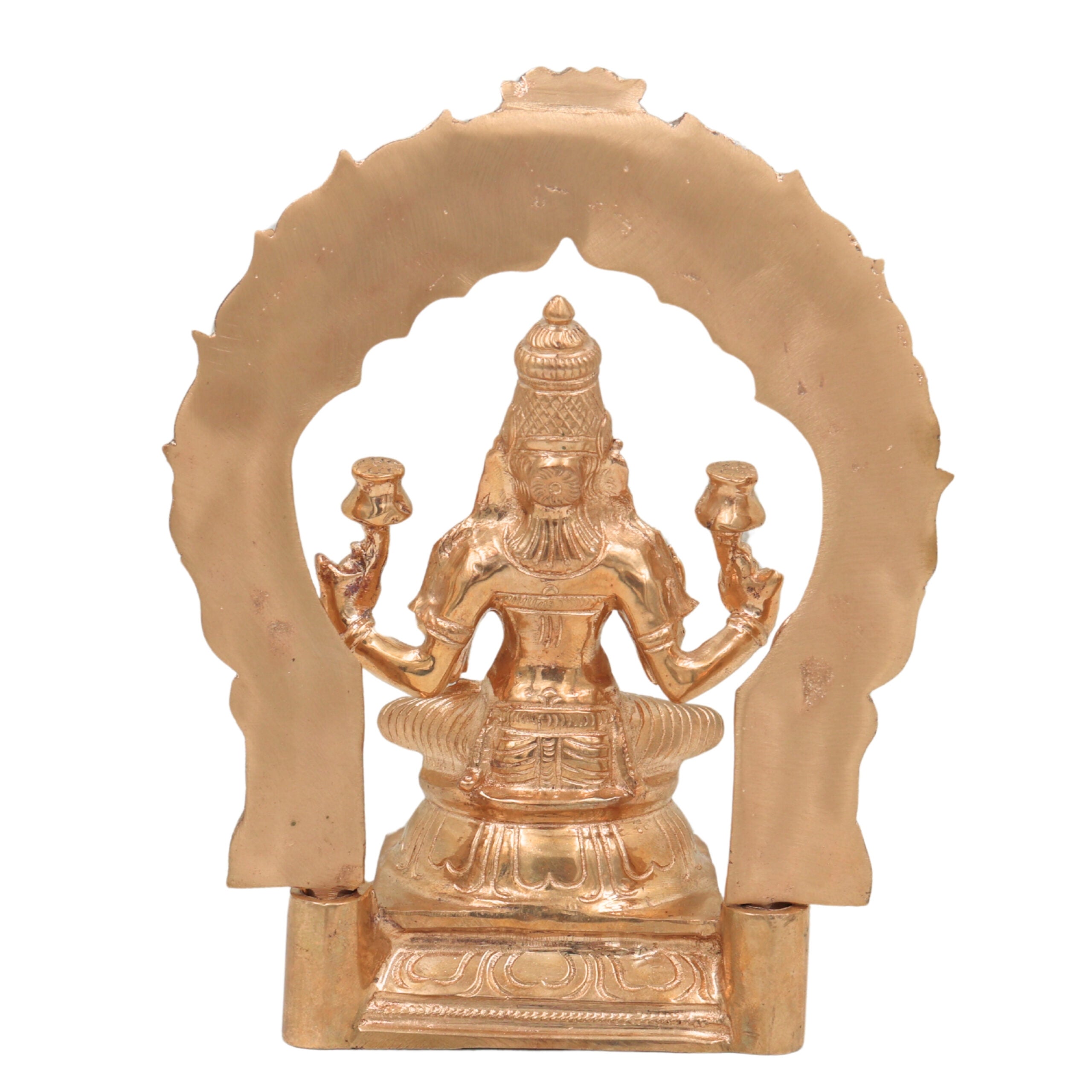 Bronze Handcrafted Panchaloha Lakshmi Idol – South Indian Mahalakshmi Statue for Pooja & Home Decor, Gold, 7 Inch, 1 Piece