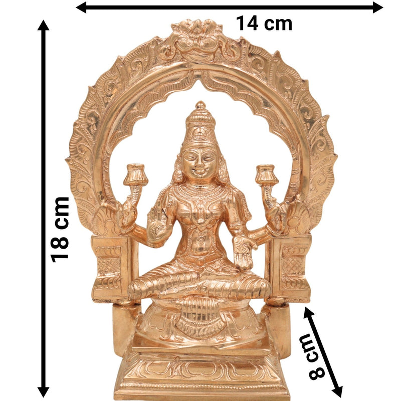 Bronze Handcrafted Panchaloha Lakshmi Idol – South Indian Mahalakshmi Statue for Pooja & Home Decor, Gold, 7 Inch, 1 Piece