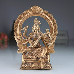 Bronze Handcrafted Matangi Idol, Panchaloha Rajamatangi Mahavidya Devi Statue, Chola Art Sculpture for Home Temple Decor, Gold, 6.5 Inch, 1 Piece