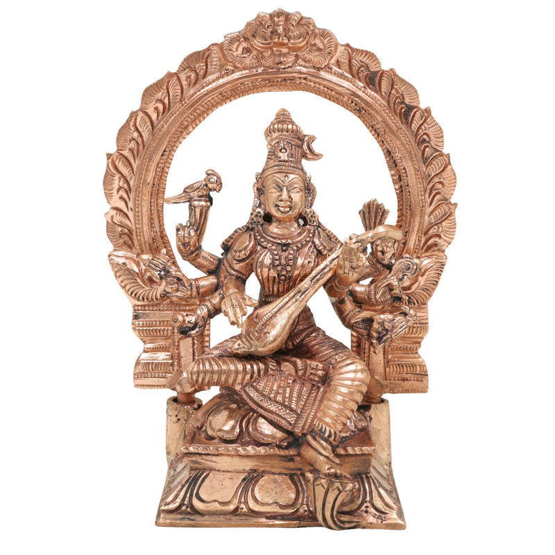 Bronze Handcrafted Matangi Idol, Panchaloha Rajamatangi Mahavidya Devi Statue, Chola Art Sculpture for Home Temple Decor, Gold, 6.5 Inch, 1 Piece