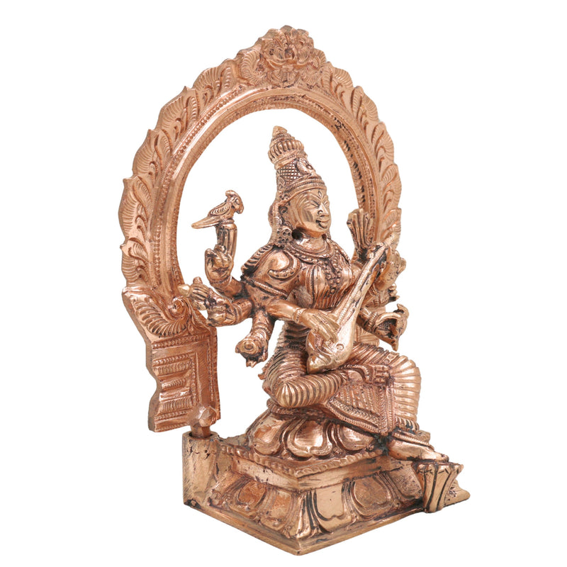 Bronze Handcrafted Matangi Idol, Panchaloha Rajamatangi Mahavidya Devi Statue, Chola Art Sculpture for Home Temple Decor, Gold, 6.5 Inch, 1 Piece