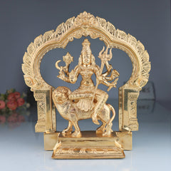 Bronze Handcrafted Durga Idol, Panchaloha Traditional Chola Art Sculpture for Temple & Home Decor, Gold, 12.5 Inch, 1 Piece