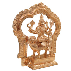 Bronze Handcrafted Durga Idol, Panchaloha Traditional Chola Art Sculpture for Temple & Home Decor, Gold, 12.5 Inch, 1 Piece