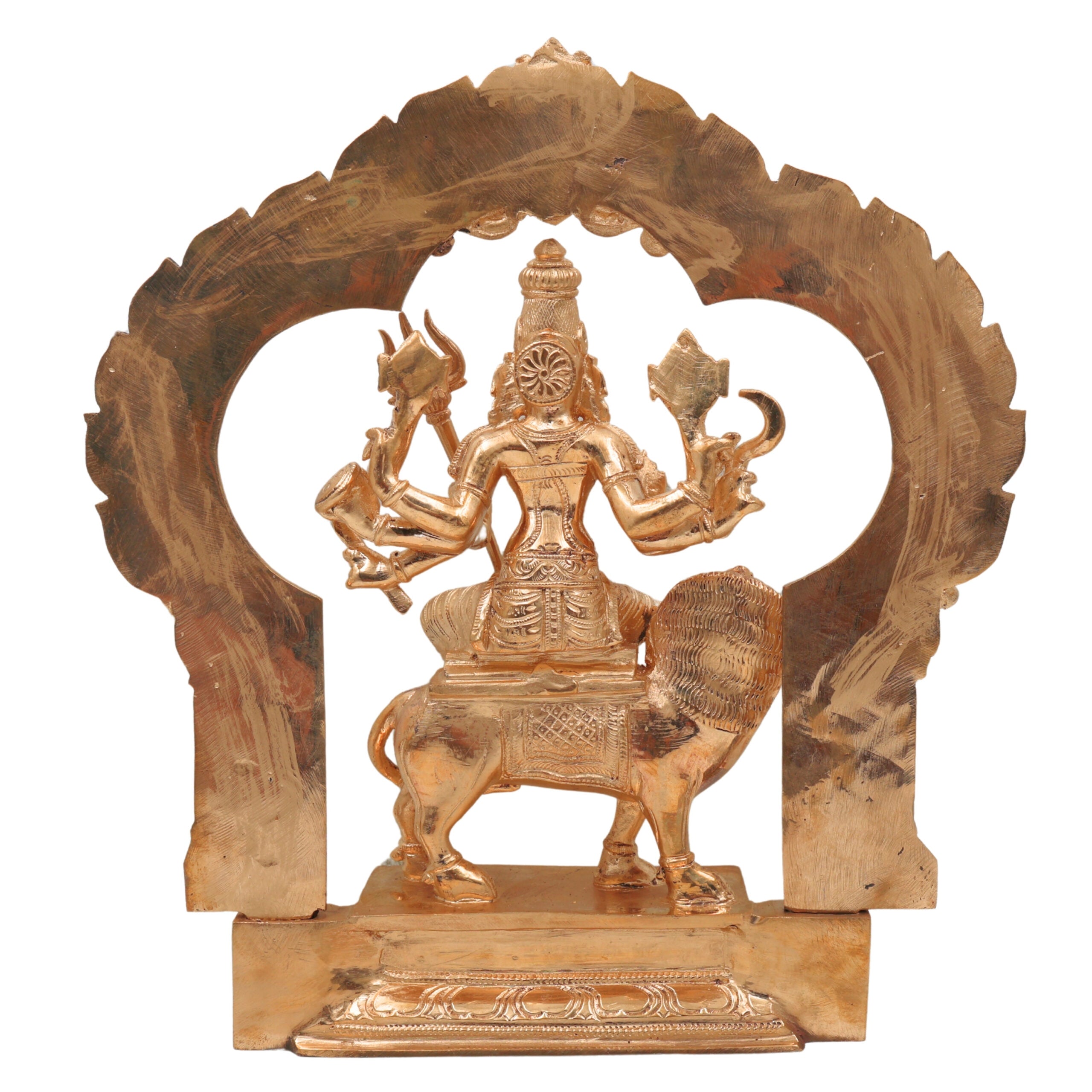 Bronze Handcrafted Durga Idol, Panchaloha Traditional Chola Art Sculpture for Temple & Home Decor, Gold, 12.5 Inch, 1 Piece
