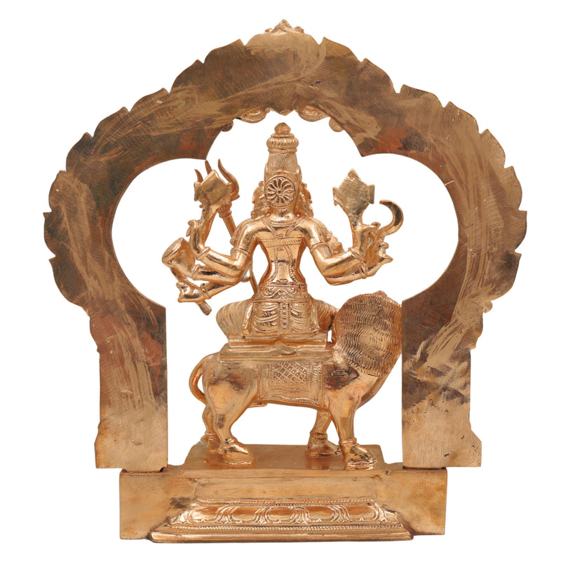 Bronze Handcrafted Durga Idol, Panchaloha Traditional Chola Art Sculpture for Temple & Home Decor, Gold, 12.5 Inch, 1 Piece