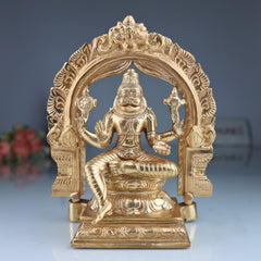 Bronze Handcrafted Panchaloha Narasimha Idol | Narasingha Swamy Murti | Chola Art Vishnu Statue for Home Temple & Vastu, Gold, 9 Inch, 1 Piece