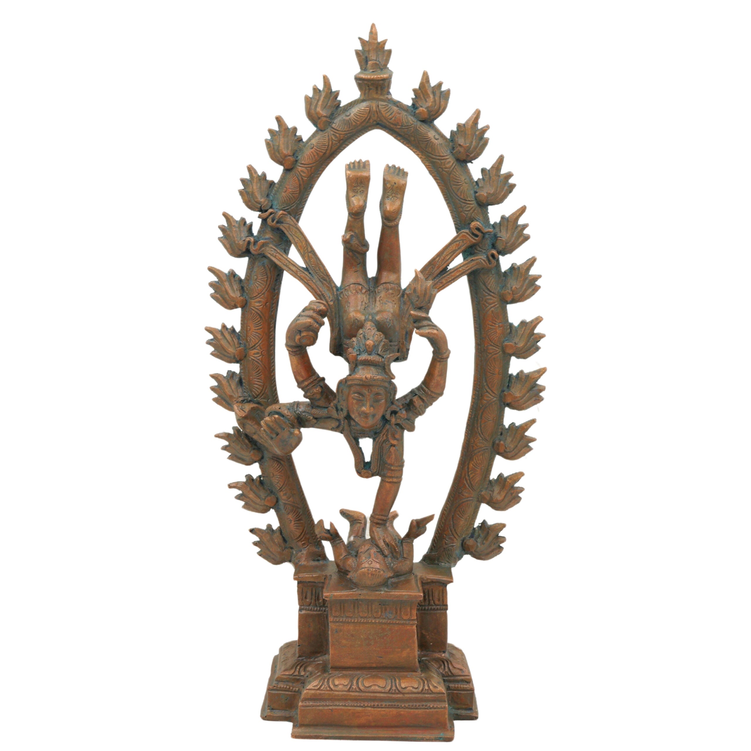 Bronze Handcrafted Panchaloha Nataraja Idol – Moksha Shiva in Tandava Dance | Chola Art Dancing Shiva Statue for Temple & Home Decor, Brown, 12.5 Inch, 1 Piece