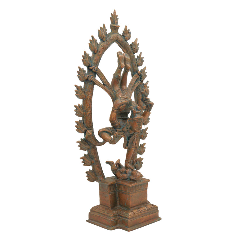 Bronze Handcrafted Panchaloha Nataraja Idol – Moksha Shiva in Tandava Dance | Chola Art Dancing Shiva Statue for Temple & Home Decor, Brown, 12.5 Inch, 1 Piece