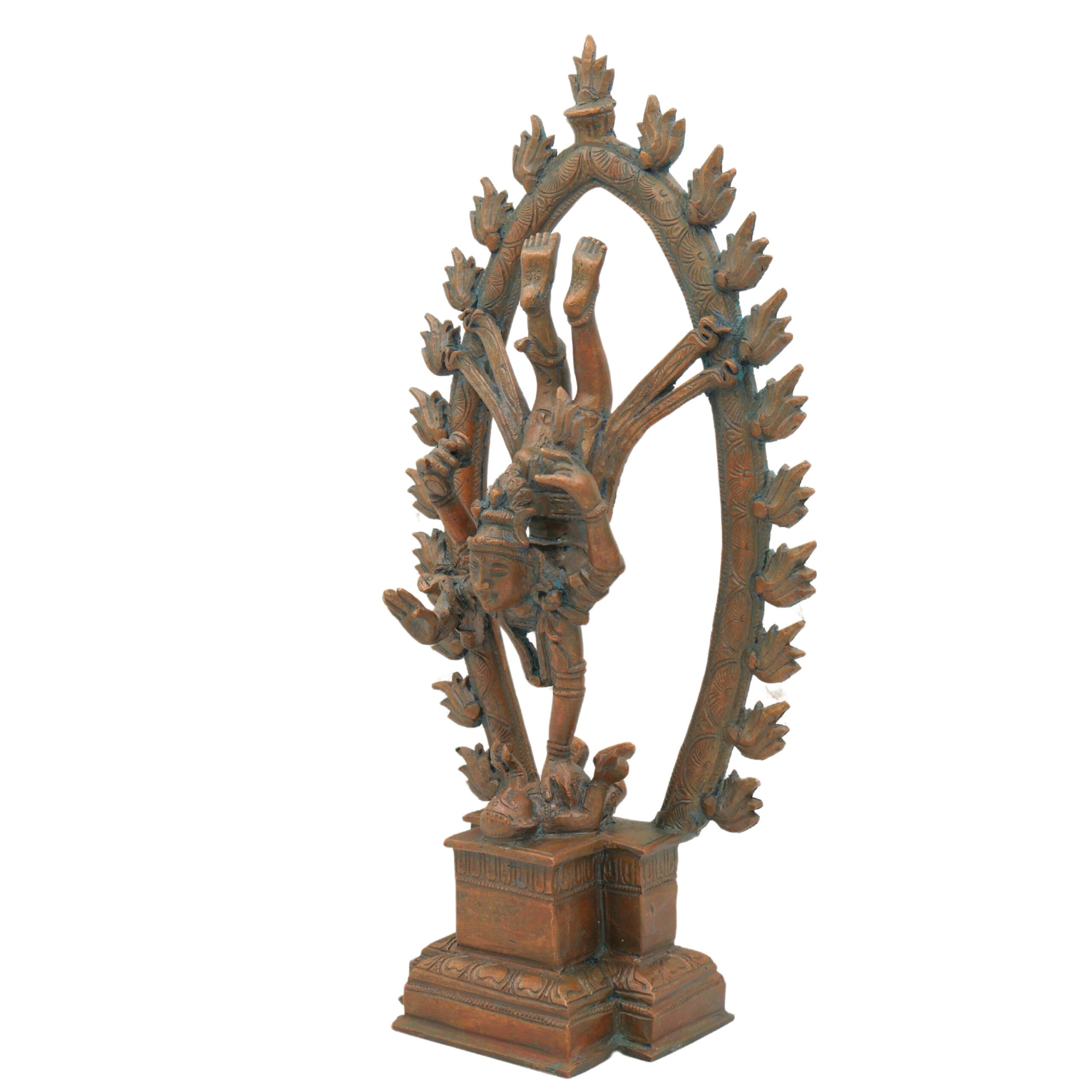 Bronze Handcrafted Panchaloha Nataraja Idol – Moksha Shiva in Tandava Dance | Chola Art Dancing Shiva Statue for Temple & Home Decor, Brown, 12.5 Inch, 1 Piece