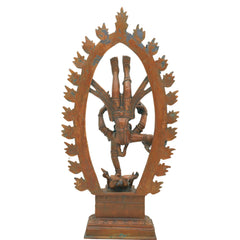 Bronze Handcrafted Panchaloha Nataraja Idol – Moksha Shiva in Tandava Dance | Chola Art Dancing Shiva Statue for Temple & Home Decor, Brown, 12.5 Inch, 1 Piece