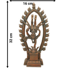Bronze Handcrafted Panchaloha Nataraja Idol – Moksha Shiva in Tandava Dance | Chola Art Dancing Shiva Statue for Temple & Home Decor, Brown, 12.5 Inch, 1 Piece