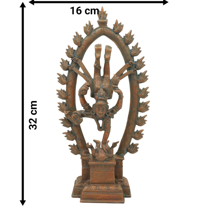 Bronze Handcrafted Panchaloha Nataraja Idol – Moksha Shiva in Tandava Dance | Chola Art Dancing Shiva Statue for Temple & Home Decor, Brown, 12.5 Inch, 1 Piece