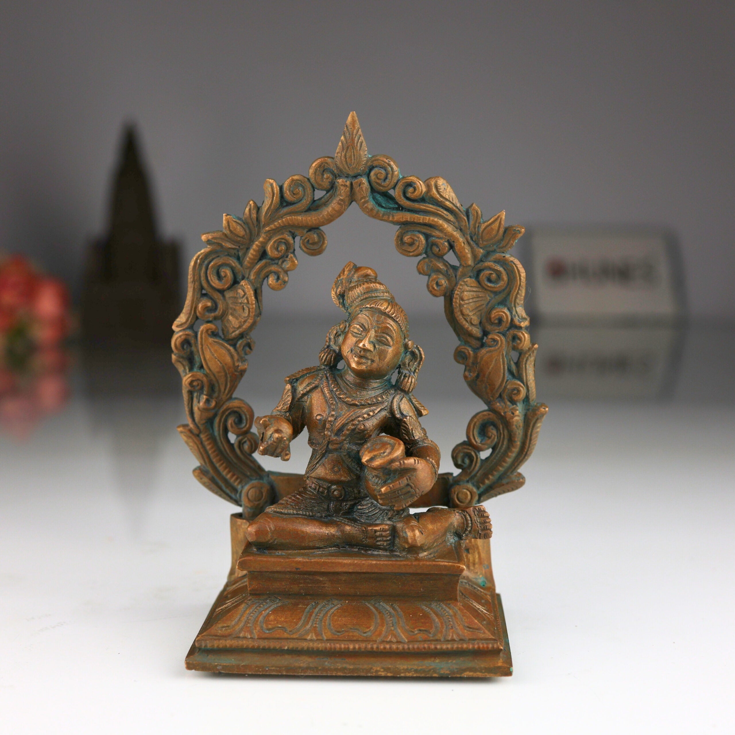 Bronze Handmade Panchaloha Krishna Idol, Ladoo Gopal Murti for Puja, Home Temple & Gifting, Brown, 5.5 Inch, 1 Piece
