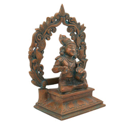 Bronze Handmade Panchaloha Krishna Idol, Ladoo Gopal Murti for Puja, Home Temple & Gifting, Brown, 5.5 Inch, 1 Piece