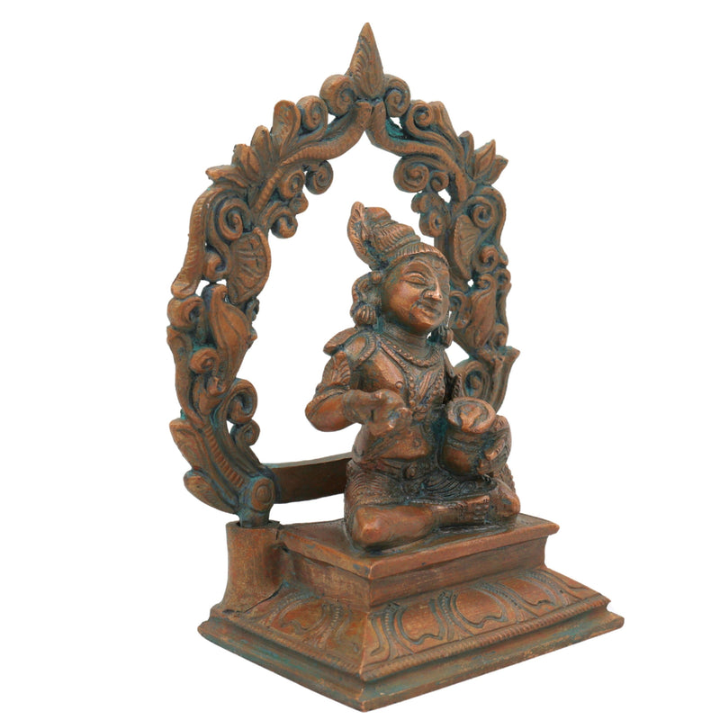 Bronze Handmade Panchaloha Krishna Idol, Ladoo Gopal Murti for Puja, Home Temple & Gifting, Brown, 5.5 Inch, 1 Piece