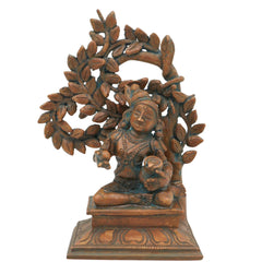 Bronze Handmade Panchaloha Krishna Idol, Ladoo Gopal Murti, Traditional South Indian Chola Art, Brown, 5.5 Inch, 1 Piece