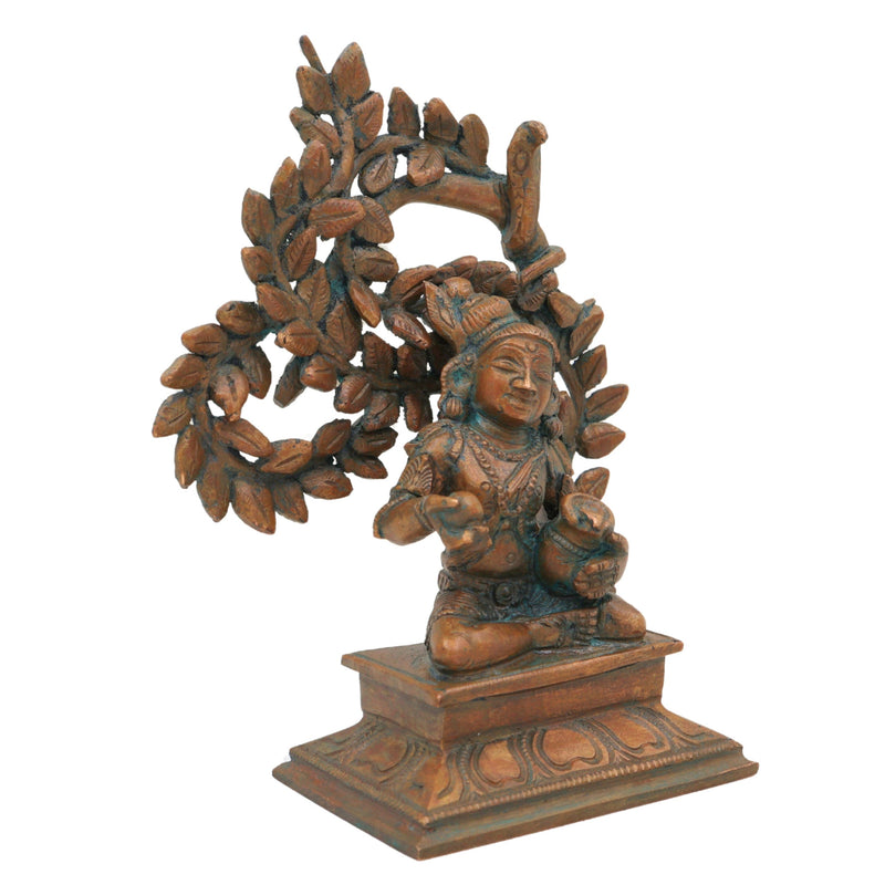 Bronze Handmade Panchaloha Krishna Idol, Ladoo Gopal Murti, Traditional South Indian Chola Art, Brown, 5.5 Inch, 1 Piece