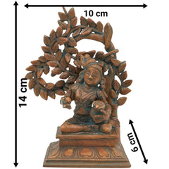Bronze Handmade Panchaloha Krishna Idol, Ladoo Gopal Murti, Traditional South Indian Chola Art, Brown, 5.5 Inch, 1 Piece