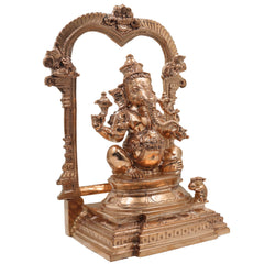 Bronze Handcrafted Panchaloha Ganesha Idol, Traditional Chola Art Vinayaka Murti for Home Temple, Vastu & Spiritual Decor, Gold, 15.5 Inch, 1 Piece
