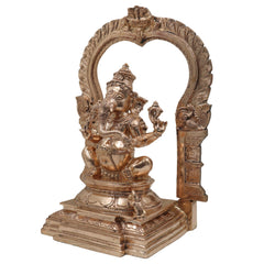 Bronze Handmade Panchaloha Ganesha Idol, Chola Style Vinayaka Murti for Pooja, Home Temple & Gifting, Siddhivinayak Ganpati Statue, Gold, 15.5 Inch, 1 Piece