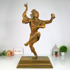 Bronze Handcrafted Panchaloha Dancing Shiva Tandava Statue, Lord Shiva Idol in Chola Style for Temple & Home Decor, Brown, 28.5 Inch, 1 Piece