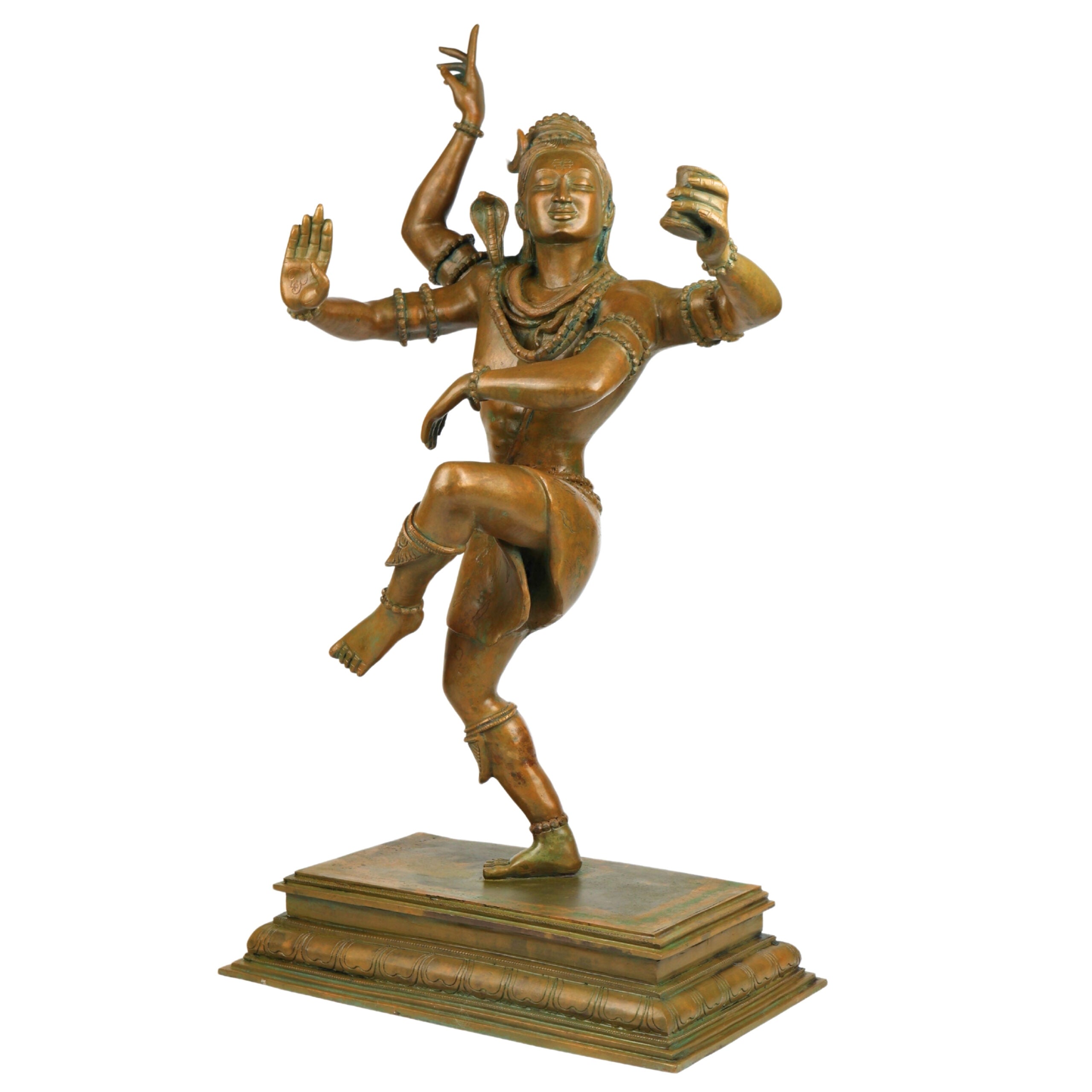Bronze Handcrafted Panchaloha Dancing Shiva Tandava Statue, Lord Shiva Idol in Chola Style for Temple & Home Decor, Brown, 28.5 Inch, 1 Piece