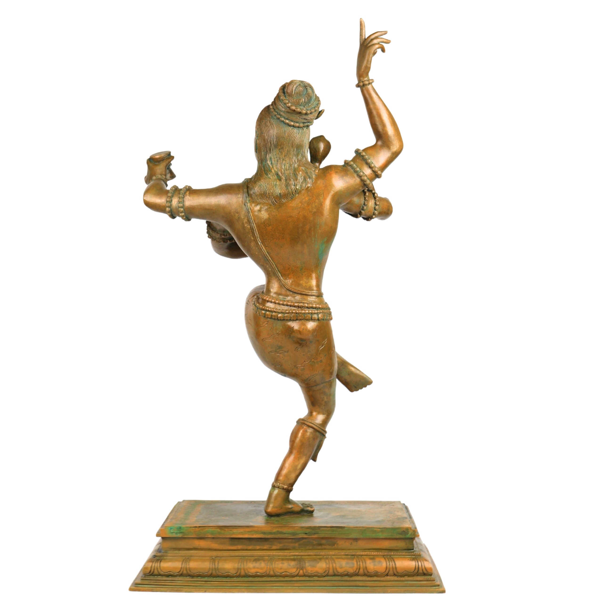 Bronze Handcrafted Panchaloha Dancing Shiva Tandava Statue, Lord Shiva Idol in Chola Style for Temple & Home Decor, Brown, 28.5 Inch, 1 Piece