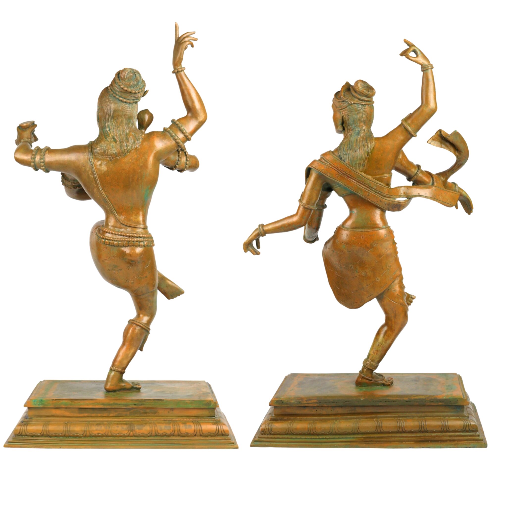 Panchaloha Bronze Dancing Shiva Parvati Idol – Handmade Nataraja Uma Maheshwara Chola Art Statue, Brown, 28.5 Inch, 1 Piece
