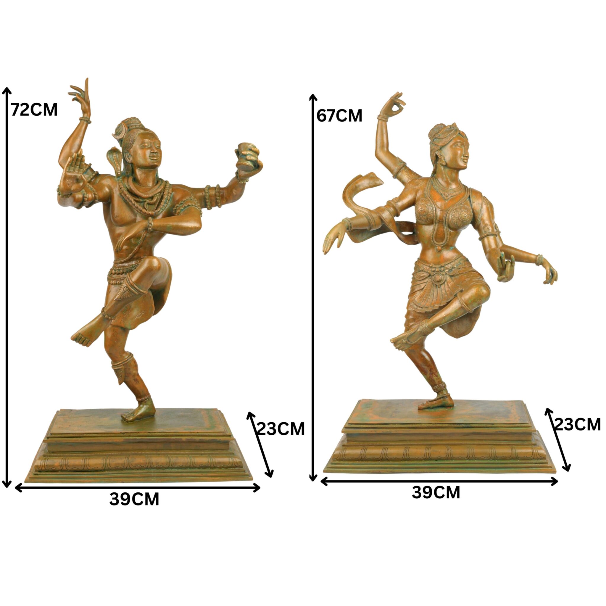 Panchaloha Bronze Dancing Shiva Parvati Idol – Handmade Nataraja Uma Maheshwara Chola Art Statue, Brown, 28.5 Inch, 1 Piece
