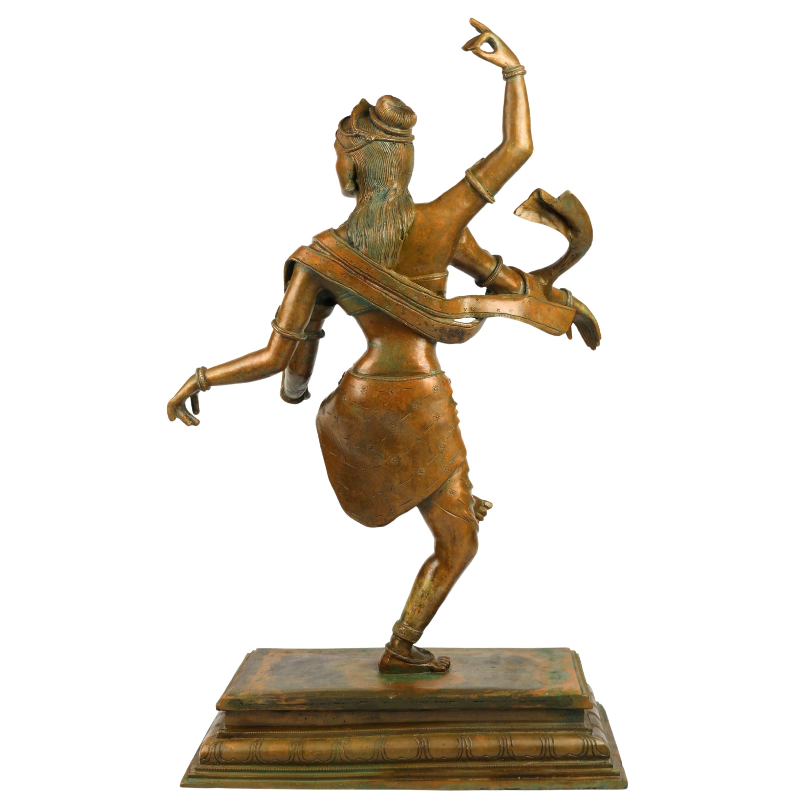 Bronze Handcrafted Panchaloha Dancing Parvati Idol, Traditional Parwathi Devi Chola Art Hindu Goddess Sculpture for Home Temple & Vastu, Brown, 26.5 Inch, 1 Piece