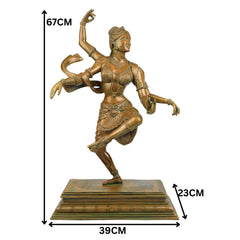 Bronze Handcrafted Panchaloha Dancing Parvati Idol, Traditional Parwathi Devi Chola Art Hindu Goddess Sculpture for Home Temple & Vastu, Brown, 26.5 Inch, 1 Piece