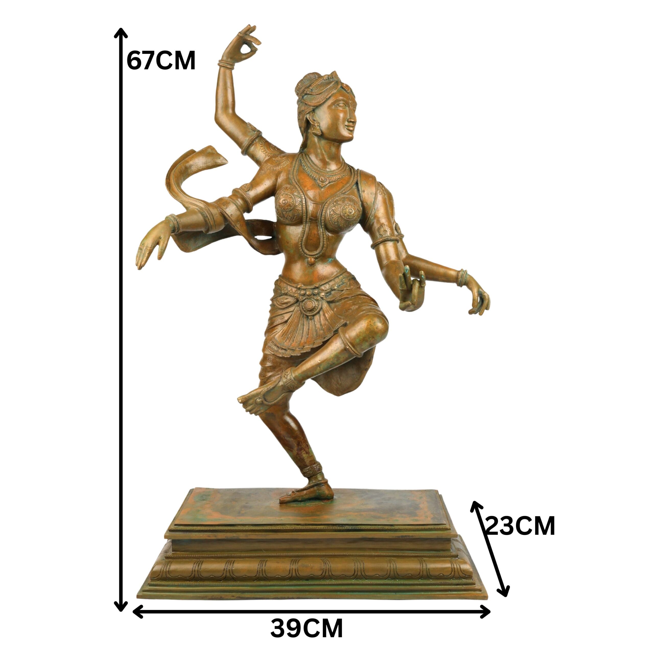 Bronze Handcrafted Panchaloha Dancing Parvati Idol, Traditional Parwathi Devi Chola Art Hindu Goddess Sculpture for Home Temple & Vastu, Brown, 26.5 Inch, 1 Piece