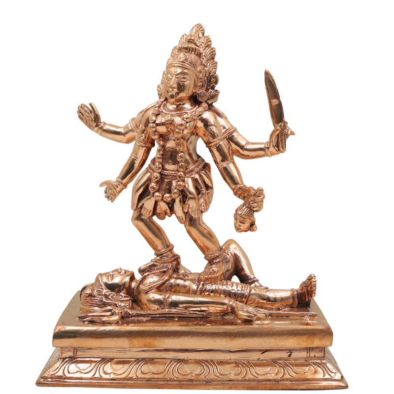Bronze Handcrafted Panchaloha Kali Idol | Mahakali Devi Statue | Chola Art Shakti Murti for Pooja, Temple & Home Decor, Gold, 10 Inch, 1 Piece