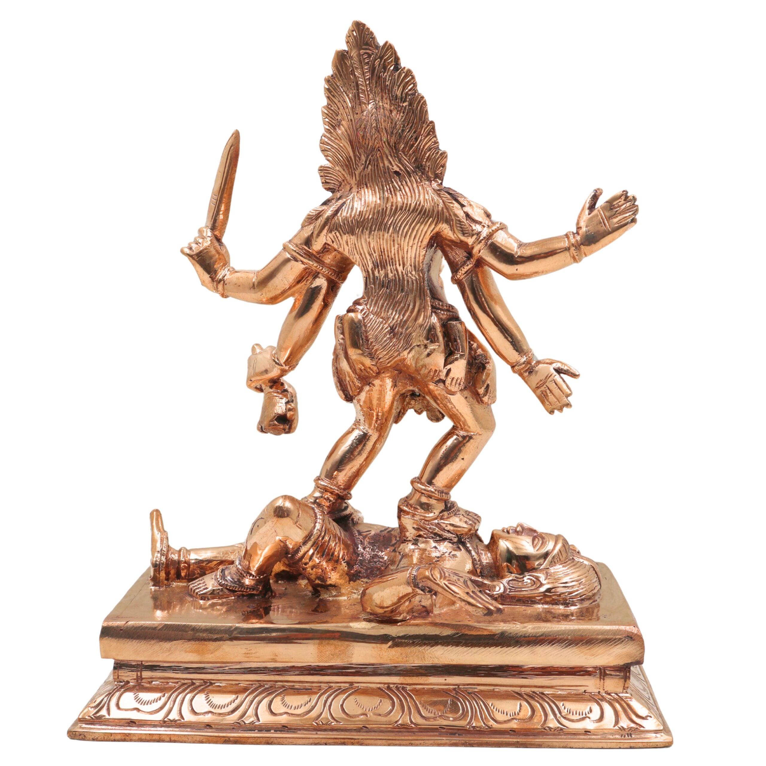 Bronze Handcrafted Panchaloha Kali Idol | Mahakali Devi Statue | Chola Art Shakti Murti for Pooja, Temple & Home Decor, Gold, 10 Inch, 1 Piece
