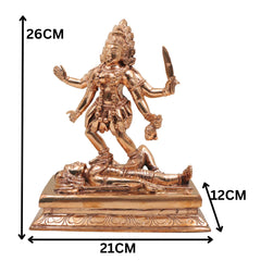 Bronze Handcrafted Panchaloha Kali Idol | Mahakali Devi Statue | Chola Art Shakti Murti for Pooja, Temple & Home Decor, Gold, 10 Inch, 1 Piece
