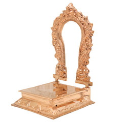 Bronze Prabhavali Peetam for Idols, Panchaloha Tiruvachi Thiruvatchi, Kanchu Prabhavali Stand, Traditional South Indian Temple Aura Backdrop Frame, Gold, 7 Inch, 1 Piece