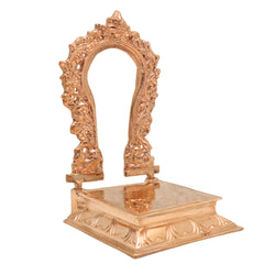 Bronze Prabhavali Peetam for Idols, Panchaloha Tiruvachi Thiruvatchi, Kanchu Prabhavali Stand, Traditional South Indian Temple Aura Backdrop Frame, Gold, 7 Inch, 1 Piece