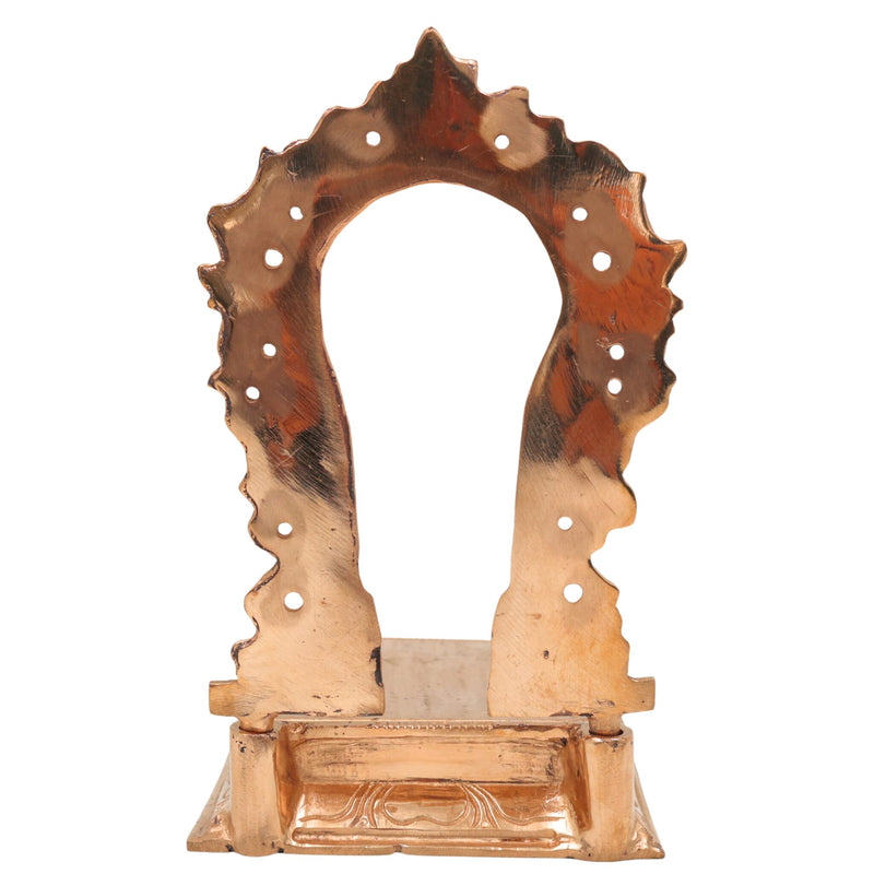 Bronze Prabhavali Peetam for Idols, Panchaloha Tiruvachi Thiruvatchi, Kanchu Prabhavali Stand, Traditional South Indian Temple Aura Backdrop Frame, Gold, 7 Inch, 1 Piece