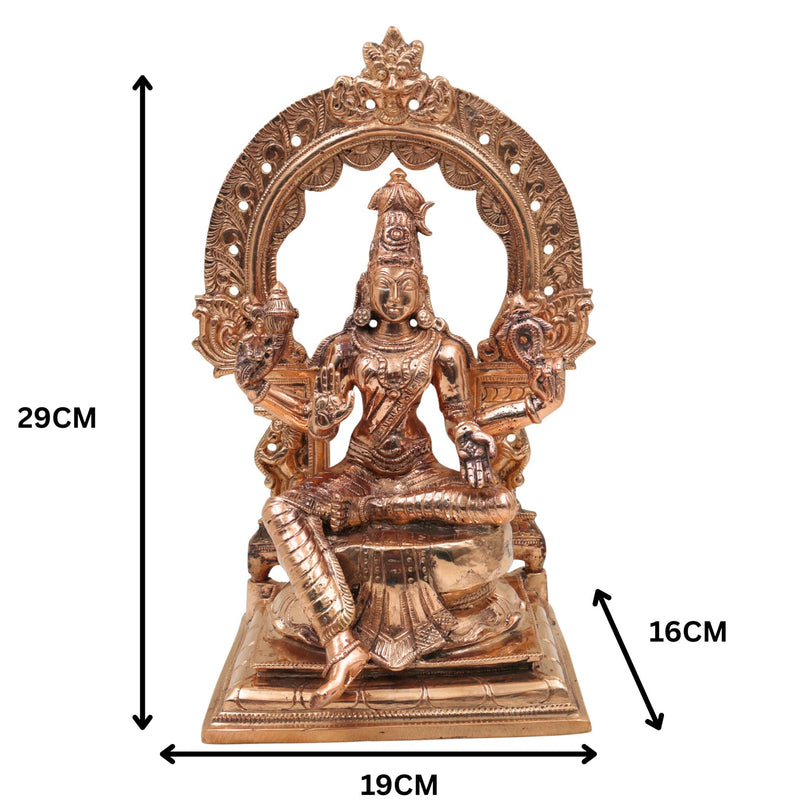 Bronze Bhuneshwari Idol | Bhuvaneshwari Devi | Panchaloha Adi Shakti Murti | Handcrafted South Indian Goddess Statue, Gold, 11.5 Inch, 1 Piece