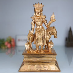 Bronze Handcrafted Nagaraja Idol – Panchaloha Naga Devta, Shesha Naga, Vasuki, Sarpa Raja, Snake God Statue for Pooja & Vastu, Gold, 12 Inch, 1 Piece