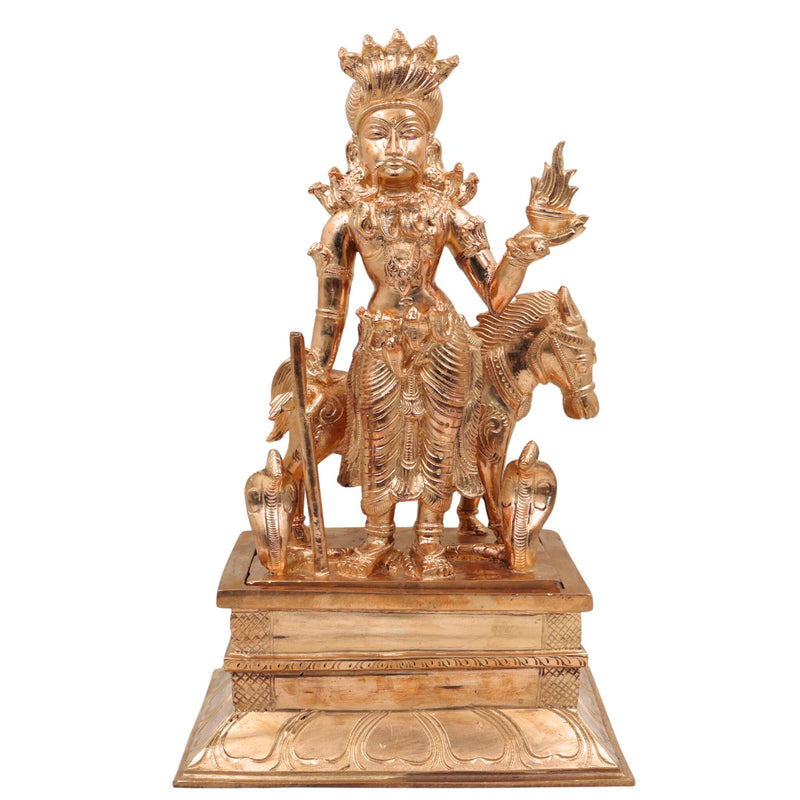 Bronze Handcrafted Nagaraja Idol – Panchaloha Naga Devta, Shesha Naga, Vasuki, Sarpa Raja, Snake God Statue for Pooja & Vastu, Gold, 12 Inch, 1 Piece
