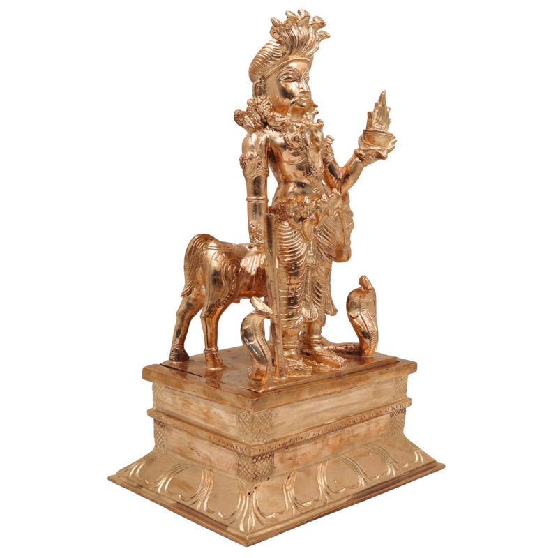 Bronze Handcrafted Nagaraja Idol – Panchaloha Naga Devta, Shesha Naga, Vasuki, Sarpa Raja, Snake God Statue for Pooja & Vastu, Gold, 12 Inch, 1 Piece