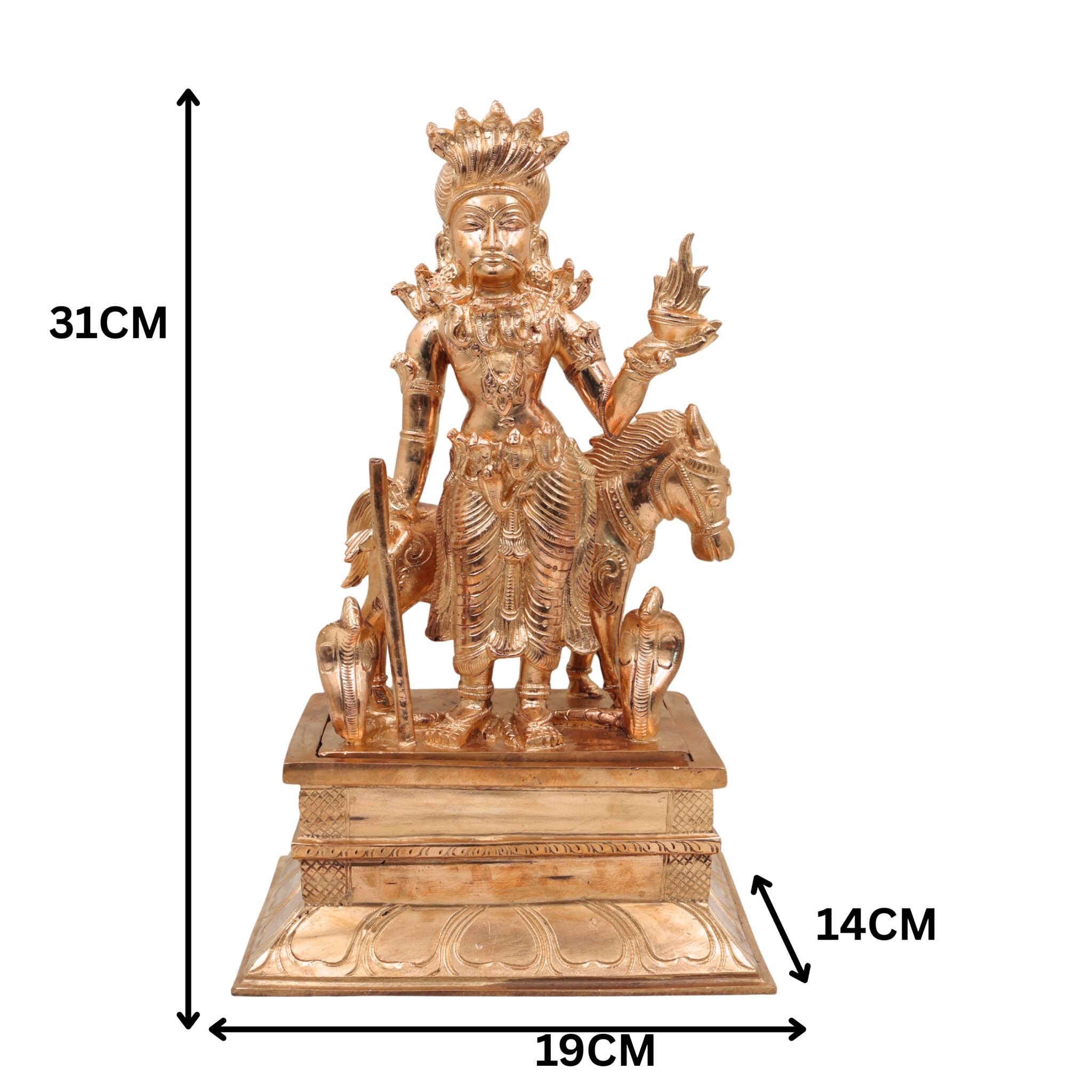Bronze Handcrafted Nagaraja Idol – Panchaloha Naga Devta, Shesha Naga, Vasuki, Sarpa Raja, Snake God Statue for Pooja & Vastu, Gold, 12 Inch, 1 Piece