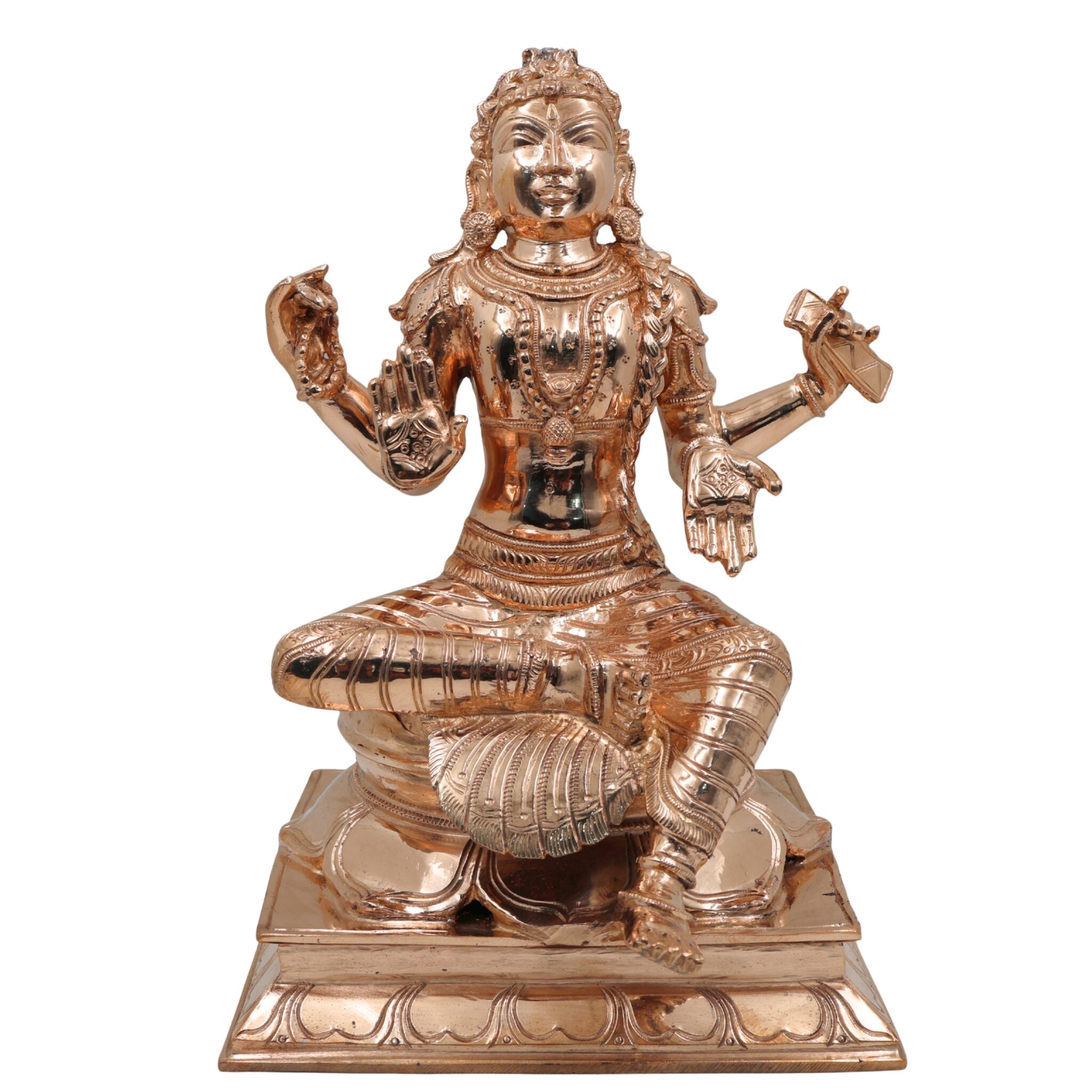 Bronze Handcrafted Balambika Idol | Bala Tripura Sundari Kumari Devi Statue in Panchaloha | South Indian Chola Art Child Goddess Bala Shakti Murti, Gold, 12.5 Inch, 1 Piece