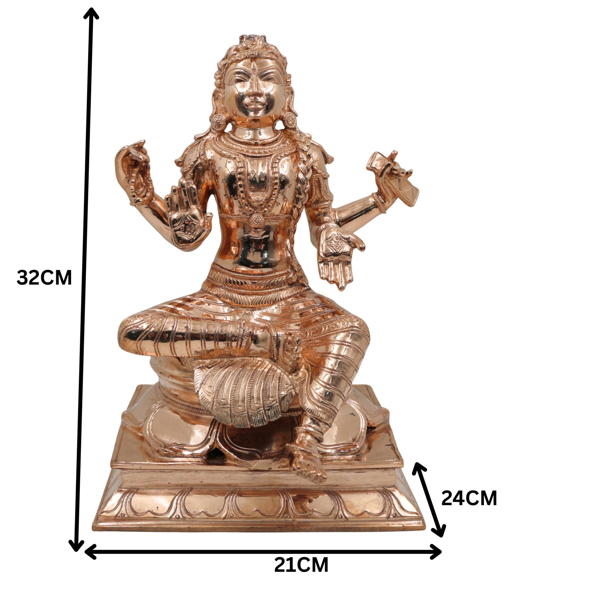 Bronze Handcrafted Balambika Idol | Bala Tripura Sundari Kumari Devi Statue in Panchaloha | South Indian Chola Art Child Goddess Bala Shakti Murti, Gold, 12.5 Inch, 1 Piece