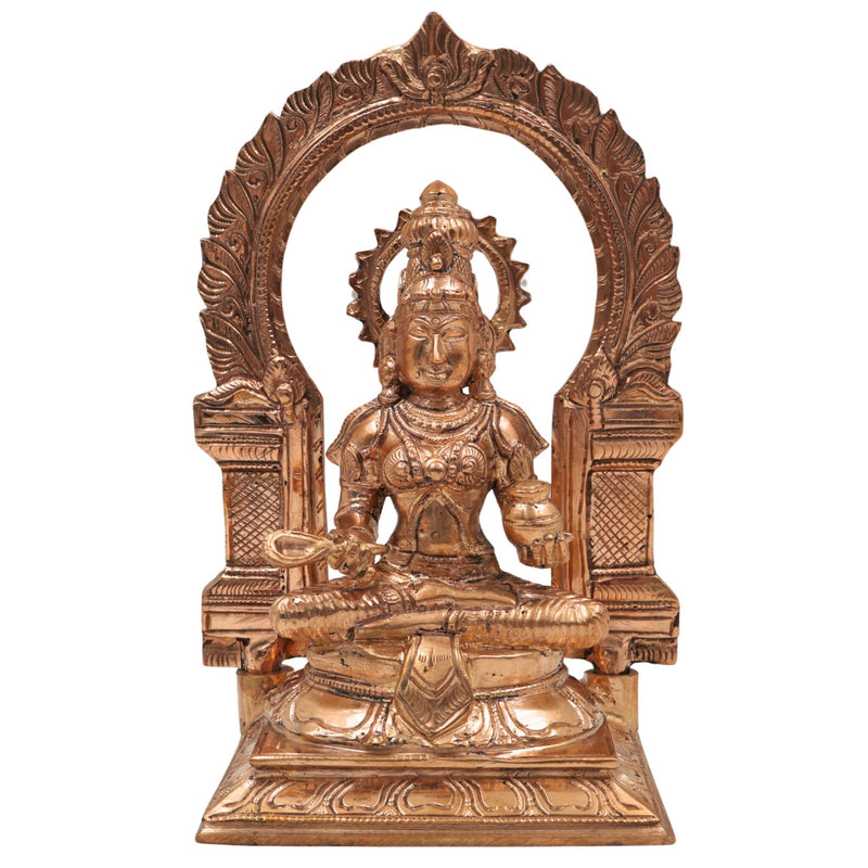 Handcrafted Bronze Annapurna Devi Idol | Panchaloha Annapoorani Mata Statue | Varanasi Kashi Goddess of Nourishment for Puja & Home Temple, Gold, 8.5 Inch, 1 Piece