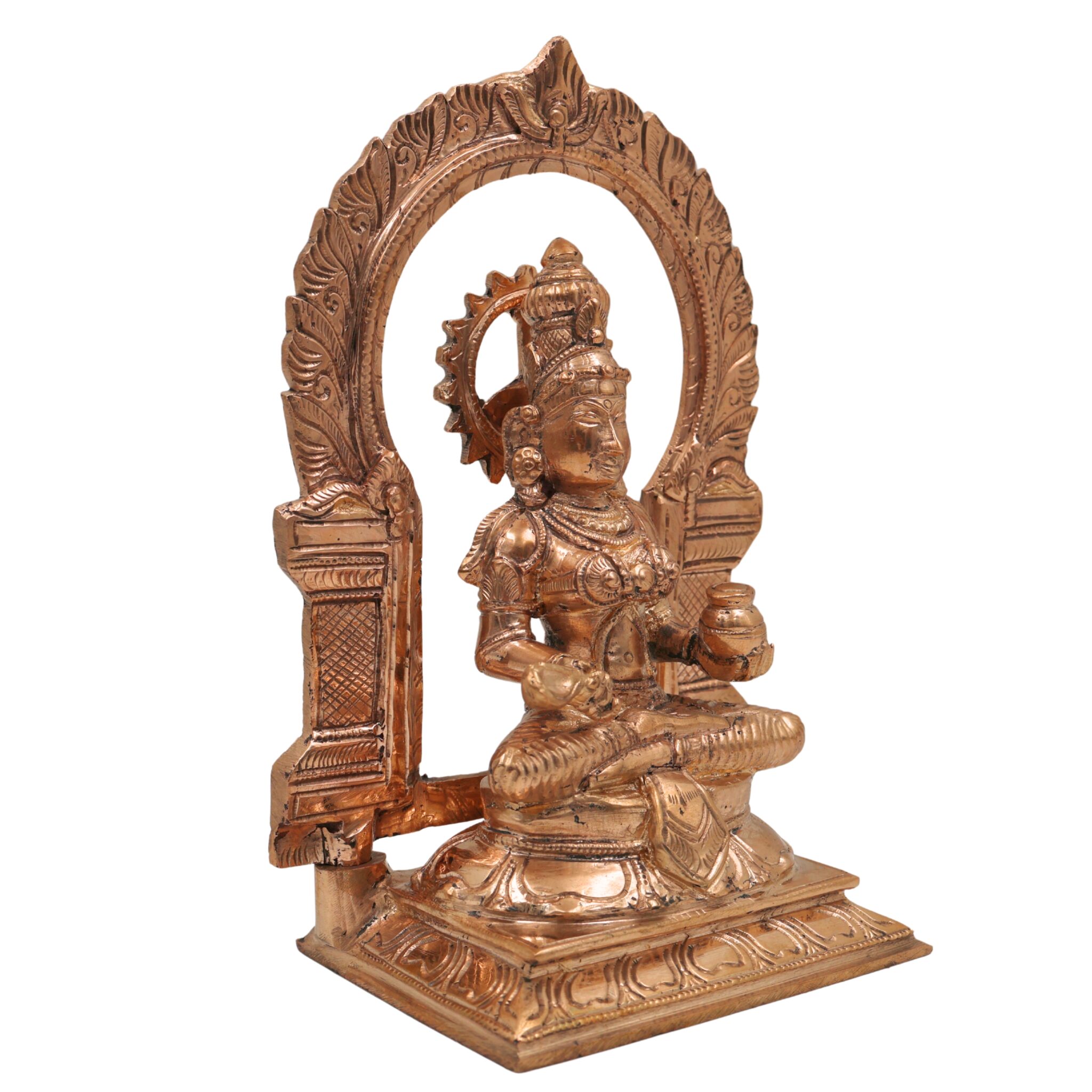 Handcrafted Bronze Annapurna Devi Idol | Panchaloha Annapoorani Mata Statue | Varanasi Kashi Goddess of Nourishment for Puja & Home Temple, Gold, 8.5 Inch, 1 Piece