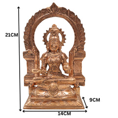 Handcrafted Bronze Annapurna Devi Idol | Panchaloha Annapoorani Mata Statue | Varanasi Kashi Goddess of Nourishment for Puja & Home Temple, Gold, 8.5 Inch, 1 Piece