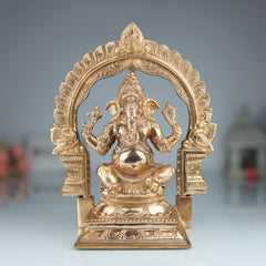 Bronze Handcrafted Panchaloha Ganesha Idol, Vinayaka Ganapati Ekadanta Murti for Pooja, Home Temple, Vastu & Gift Decor, Gold, 11.5 Inch, 1 Piece