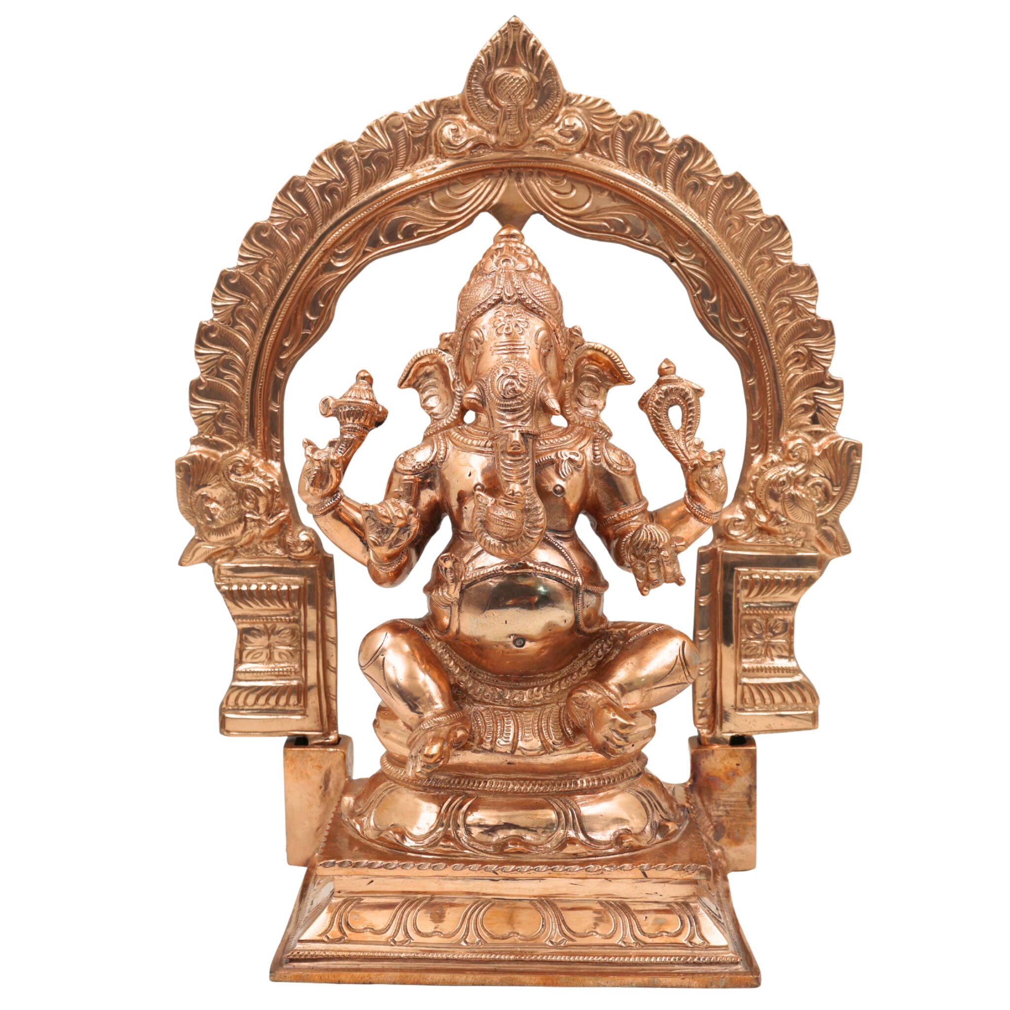 Bronze Handcrafted Panchaloha Ganesha Idol, Vinayaka Ganapati Ekadanta Murti for Pooja, Home Temple, Vastu & Gift Decor, Gold, 11.5 Inch, 1 Piece